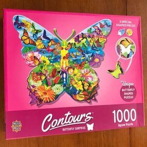 Master Pieces Contours 1000 Piece Puzzle Butterfly Shaped